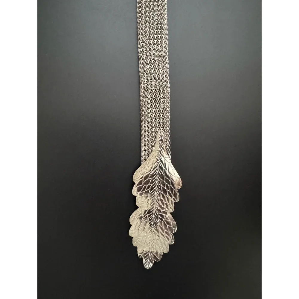 NEW 1970s Vintage Belt By Speyer Silver Liquid Metal Stretch Mesh Leaf Clasp